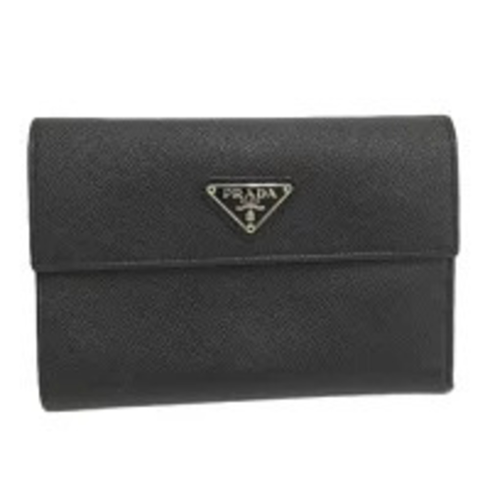 Prada Tri fold Wallet Black Saffiano Leather
